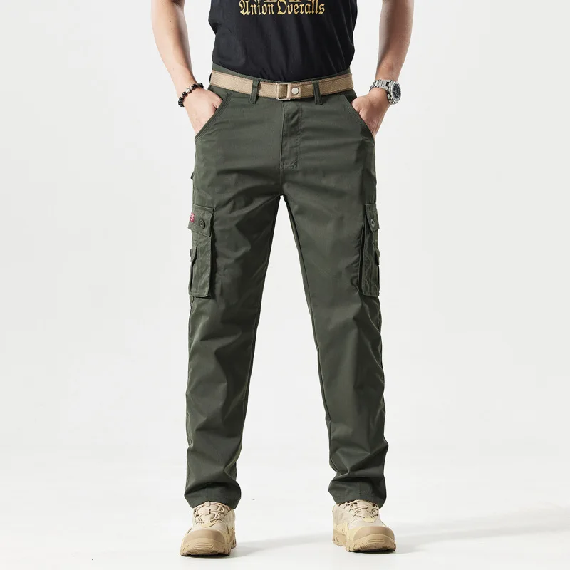 

Multi Pockets Men's Straight Leg Cargo Pants Loose Casual Outdoor Pants Men's Work Hiking Tactical Army Military Long Trousers