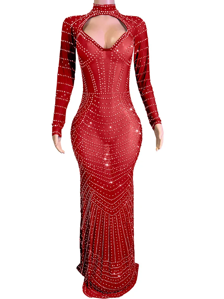 Hochwertige Hot Stamp ing sexy durchsichtige Mesh elastische Kleid 2024 neue Mode benutzer definierte Damen bekleidung