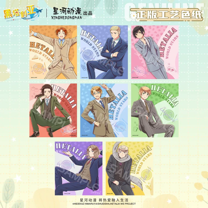 

Hetalia World Stars Axis Powers Heroes Italy Germany Japan China Official Authorization Black Suit Series Paper Standing Plates