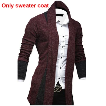 Men's Scarf Collar Patchwork Knit Cardigan 3 Men's Sweaters Autumn Spring Scarf Collar Knitted Sweater Jackets Cardigan Coats Patchwork Men Clothing Casual Knitwear MY170 3