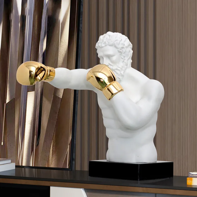 Light luxury figure sculpture boxer electroplating ornament villa entrance soft decoration decoration