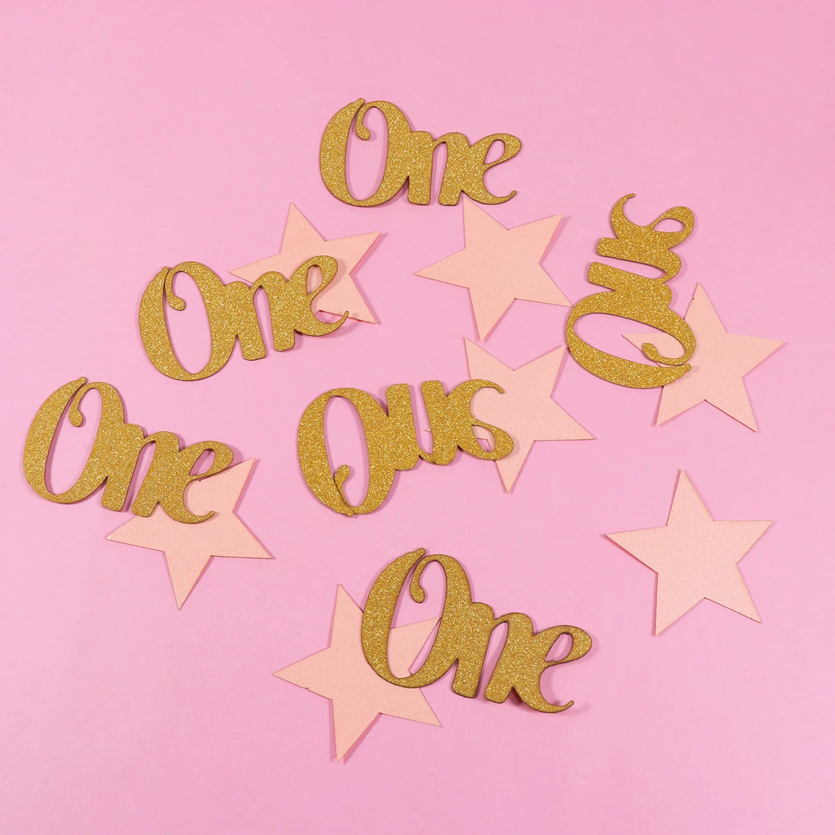 

Toppers Glitter Pentagram Confetti Birthday Party Decoration Ornaments Pink and Gold Decorations