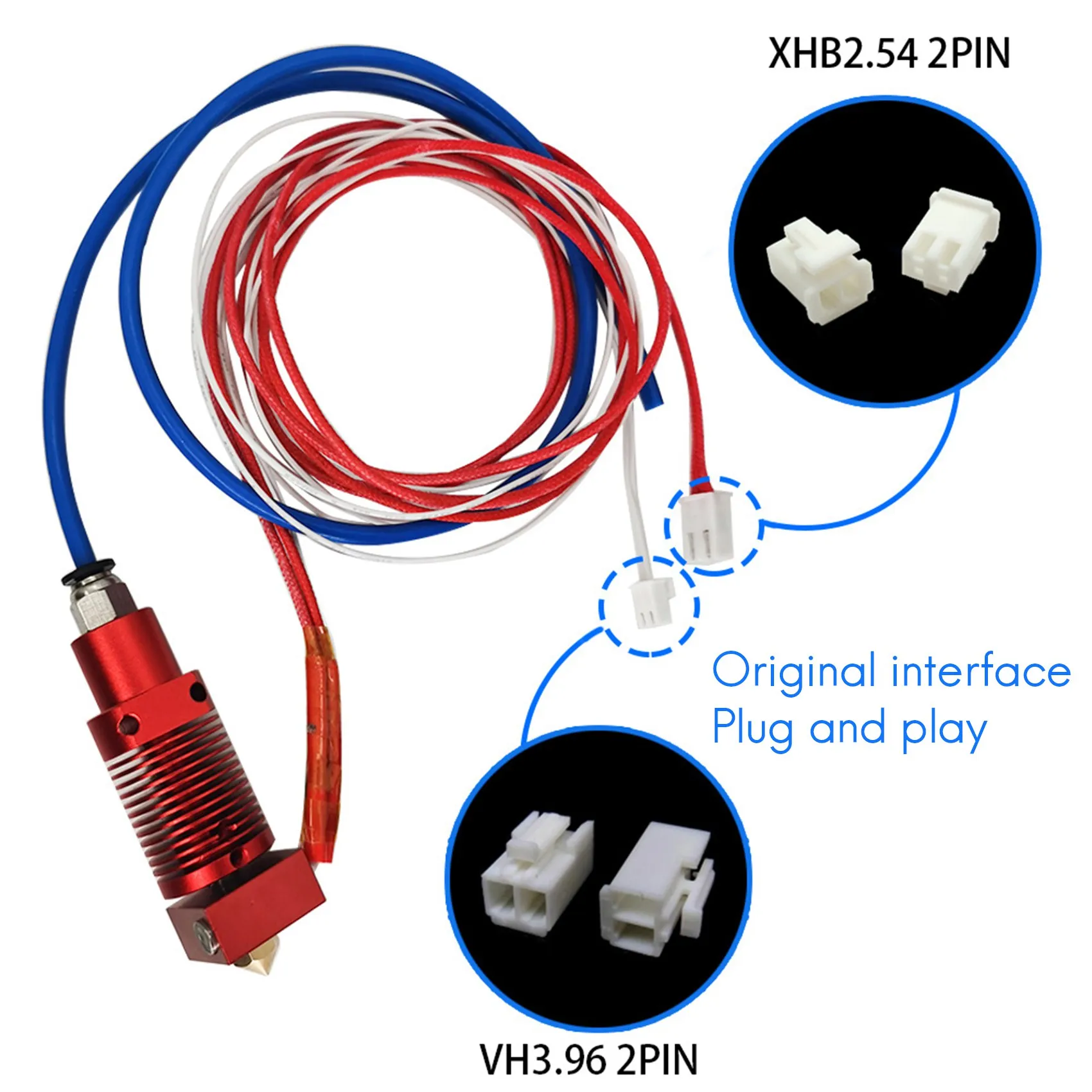 Accesorios de impresora 3D adecuados para Creality 3D CR-10S Pro extrusora de radiador redondo rojo extremo caliente 24V