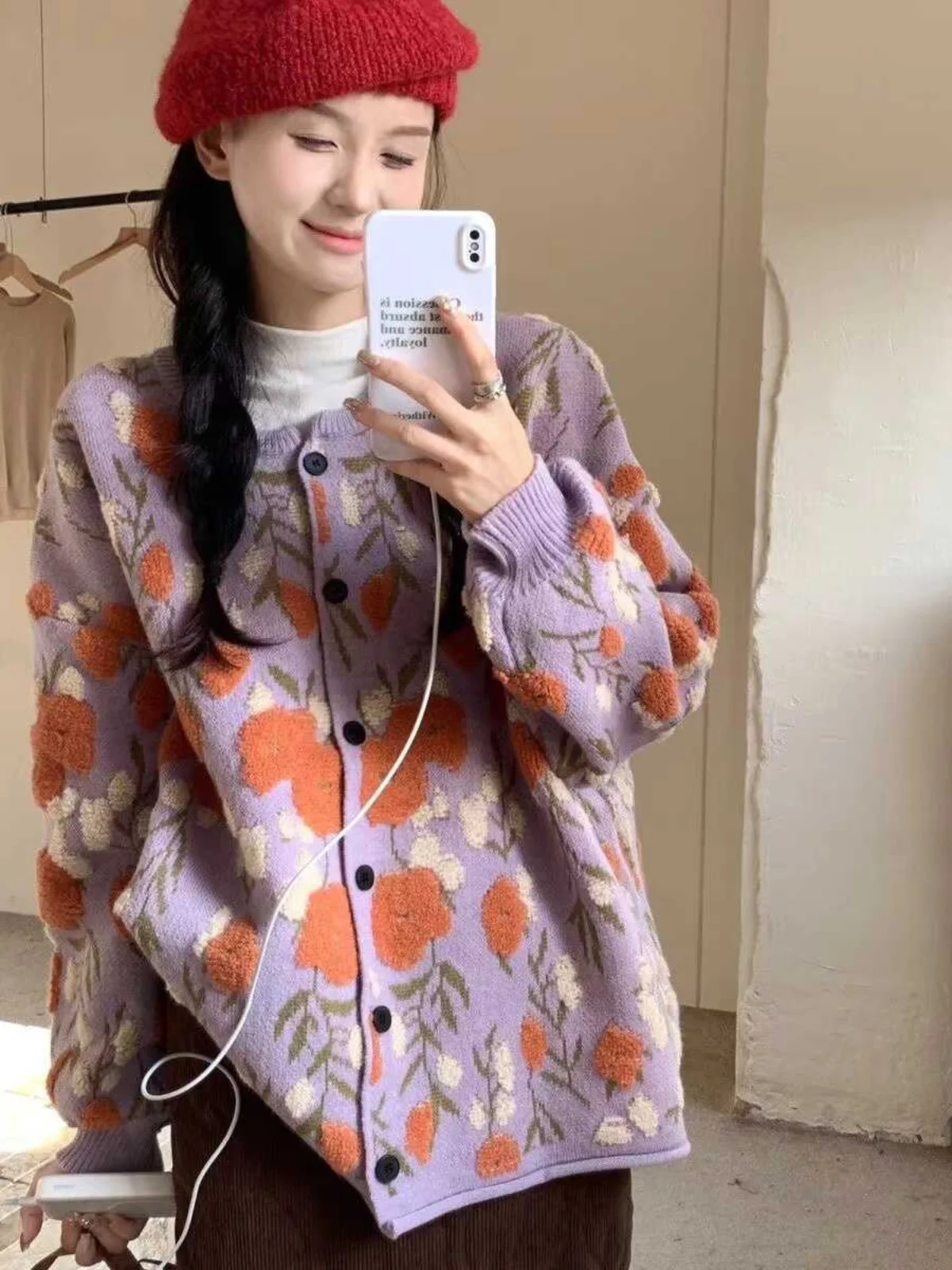 

Вязаный кардиган больших размеров, свитер на осень-зиму Lazy Sle с 3D цветком, длинный свек, универсальный топ для женщин больших размеров