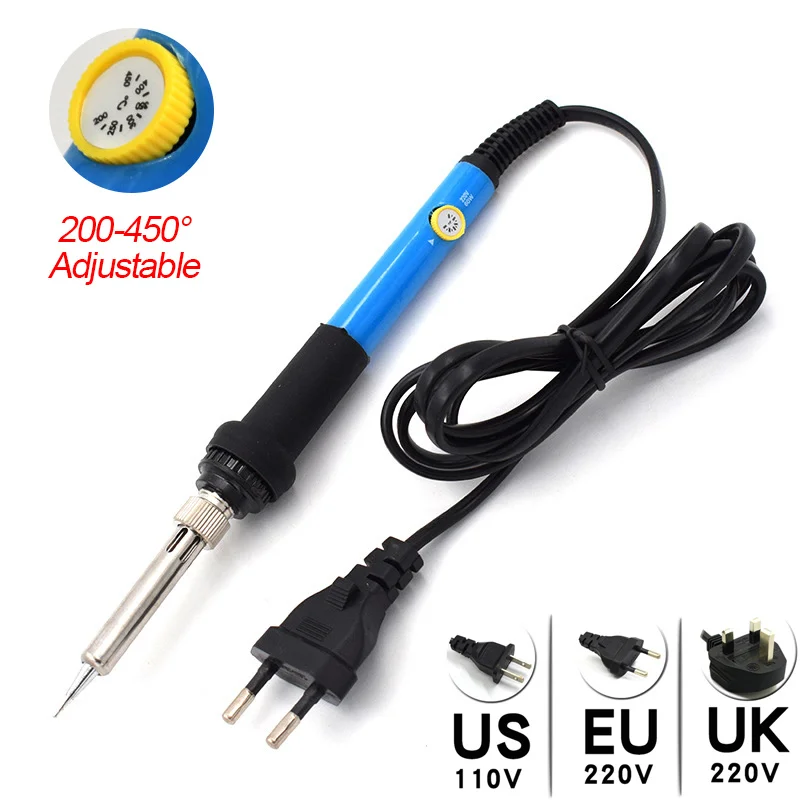 Kit Ferro de Solda Elétrico com Temperatura Ajustável Estação de Retrabalho Lápis de Calor Dicas Ferramentas de Reparação 220v 110v 60w