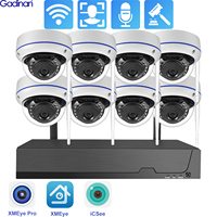 Gadinan XMEye 3MP Dome Wifi Surveillance Camera System Face Detect P2P Street Audio Video Security CCTV Kit 8CH Wireless NVR Set