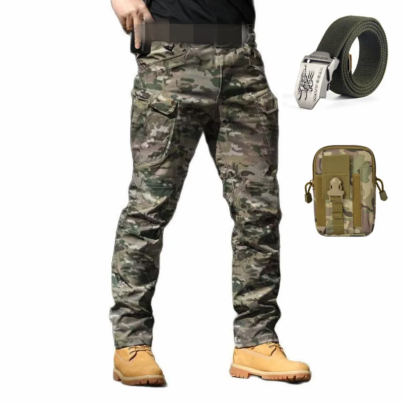 GL IX7 IX9 Unique Special Forces Fans Overalls Stretch Breathable Tactical Pants Multi Pocket Front Zipper Outdoor Casual Pants