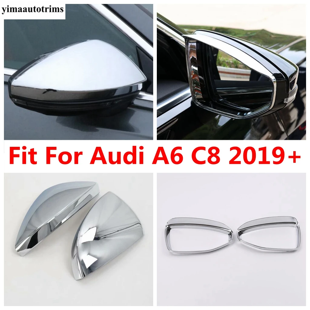 

Car Door Rearview Mirror Rain Eyebrow Protection Cover Trim ABS Chrome / Carbon Fiber Accessories For Audi A6 C8 2019 - 2023