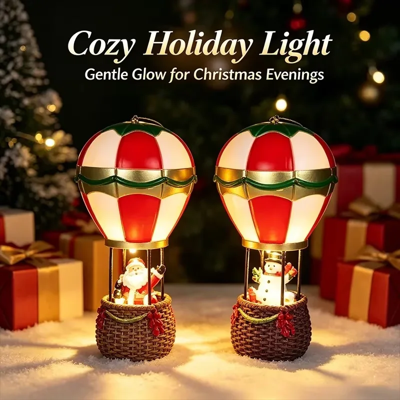 Fireplace Night Light, Xmas Decorative Lights, Resin Santa Claus Christmas Scene Ornament for Holiday Home Shelf Decor Gift