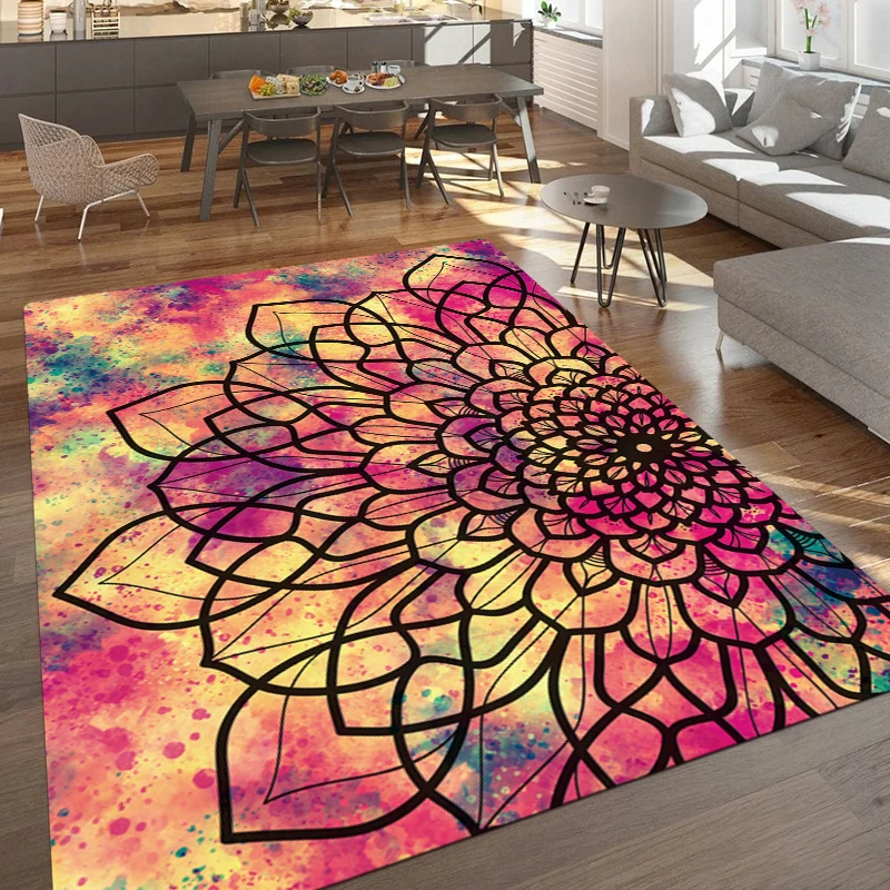 

The Mandala Flower Color A Pattern Printed Rectangle Carpet Rug For Bedroom Living Room Soft Fluffy Rug Nonslip Mat Home Decor