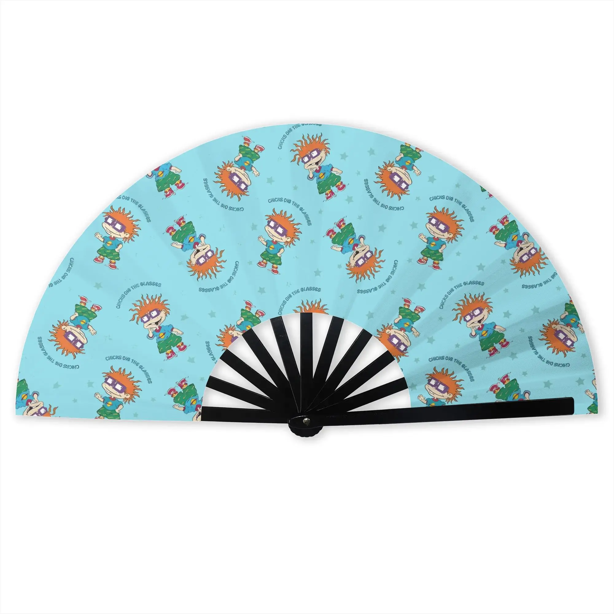 Kawaii R-Rugrats Portable Pocket Fan Outdoor  Folding Fan Chinese Dance Cooling Handheld Fans