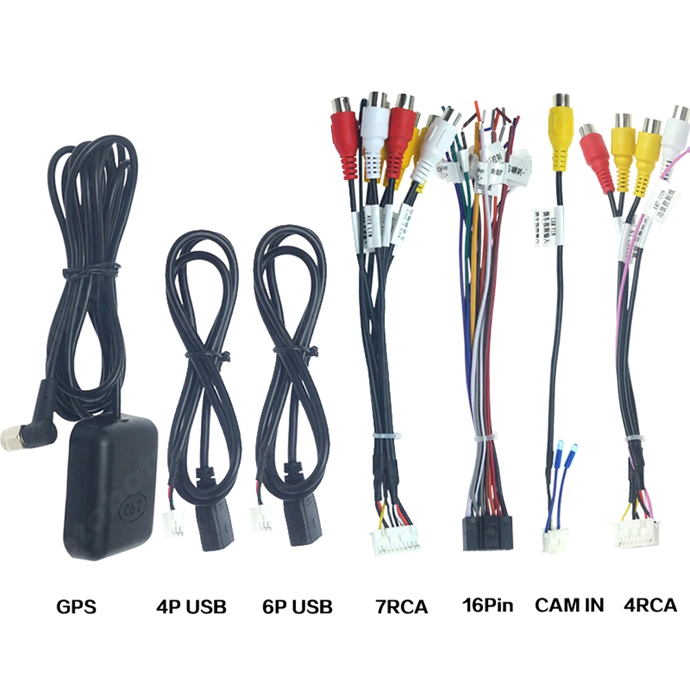 

Universal Car Cable Power Cable BT Radio GPS HD Multimedia Player Reversing Input Adapter Auto Head Unit Stereo Wire Harness Kit