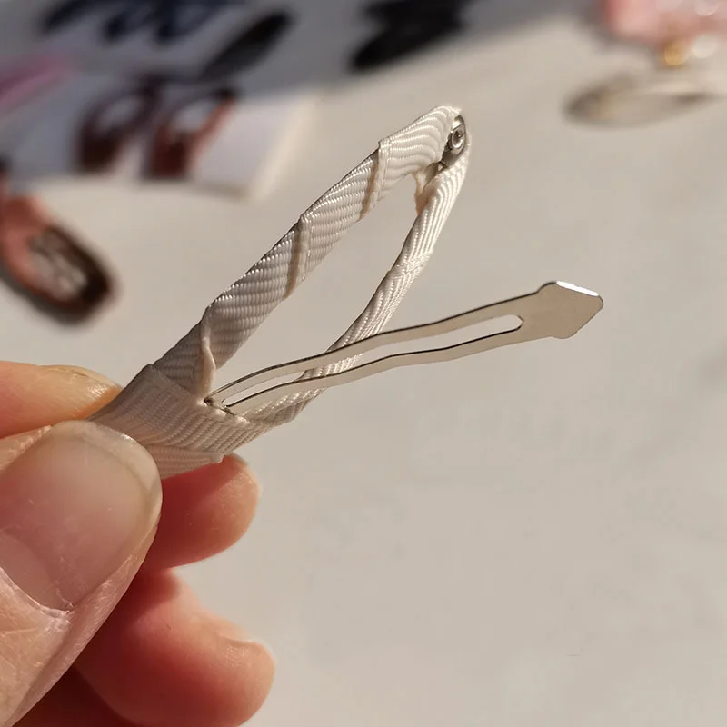 20PCS/Lot Ribbon Covered Snap Clips For Spring Summer Baby Hairpins DIY Accessories 5CM view 2