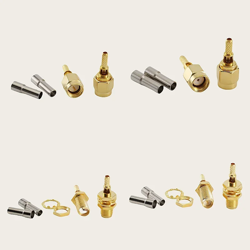 

5 шт. адаптер RP-SMA/SMA штекер/гнездо для обжима окон 50-1,5 RG316 RG174 кабель RF коаксиальный разъем