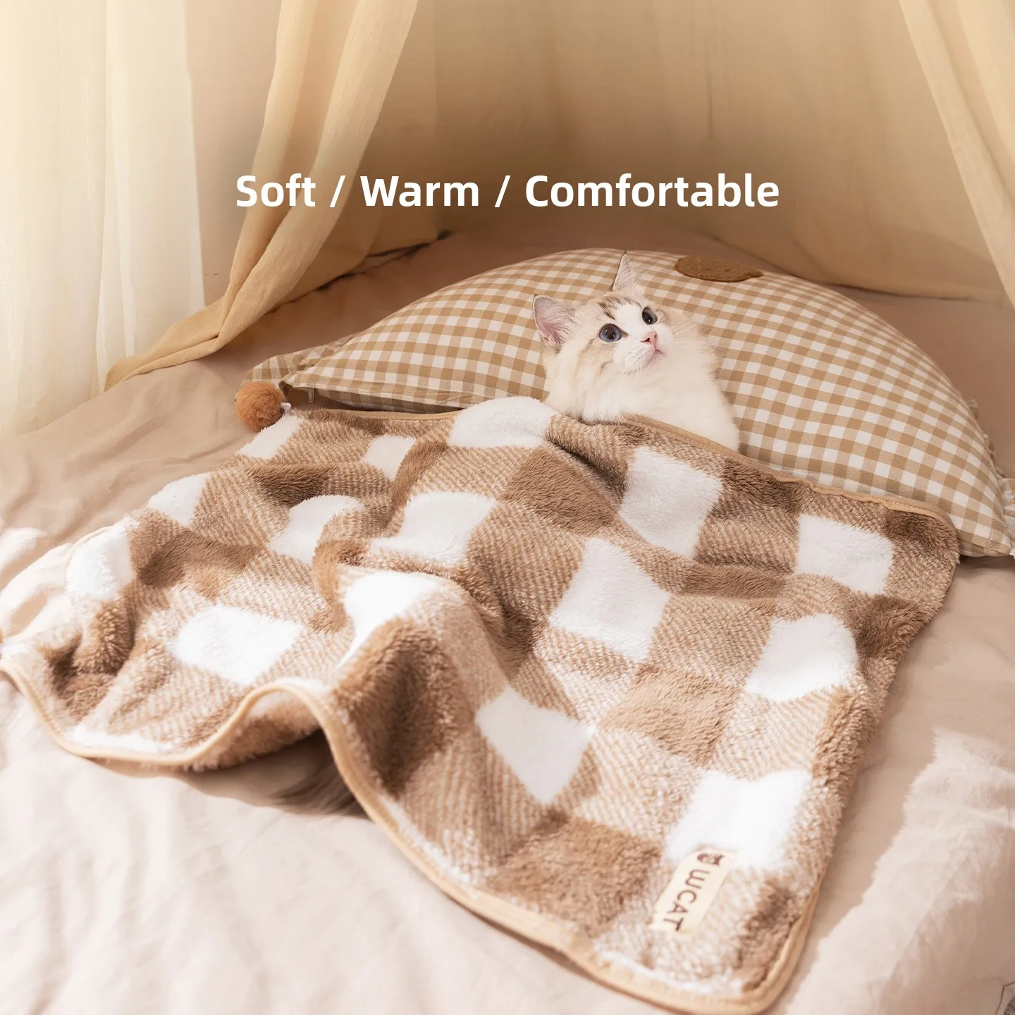 

Плед для животных Cry Plaid Long Velvet: теплый, для маленьких собак, идеально подходит для осени и зимы, двусторонний, из фланели и полиэстера.