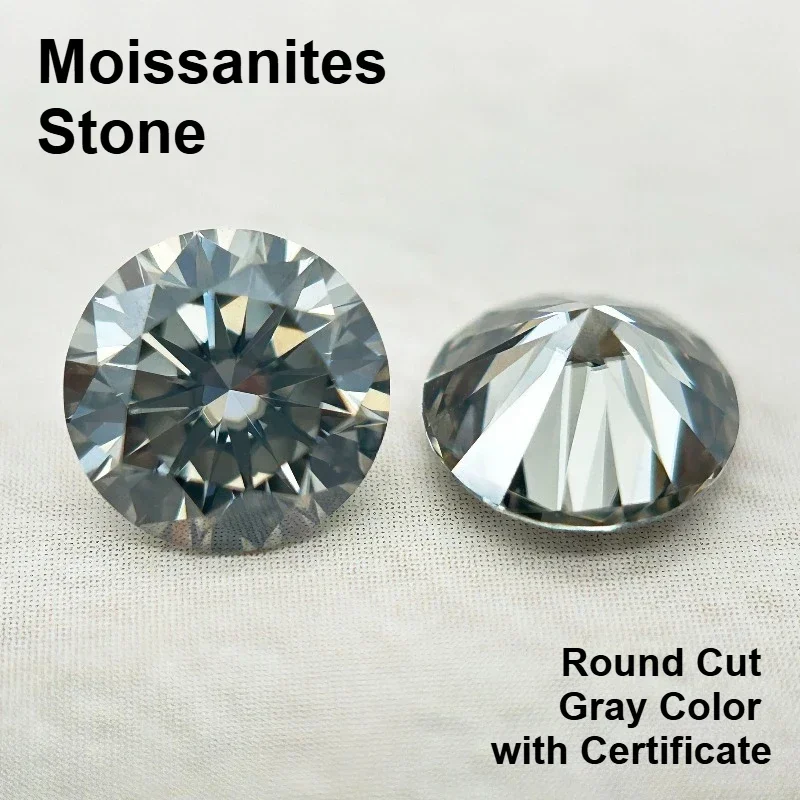 

Top Moissanites Stone Round Cut Gray Color Eight Hearts And Eight Arrows Charm Beads For DIY Jewelry Making With Certificate