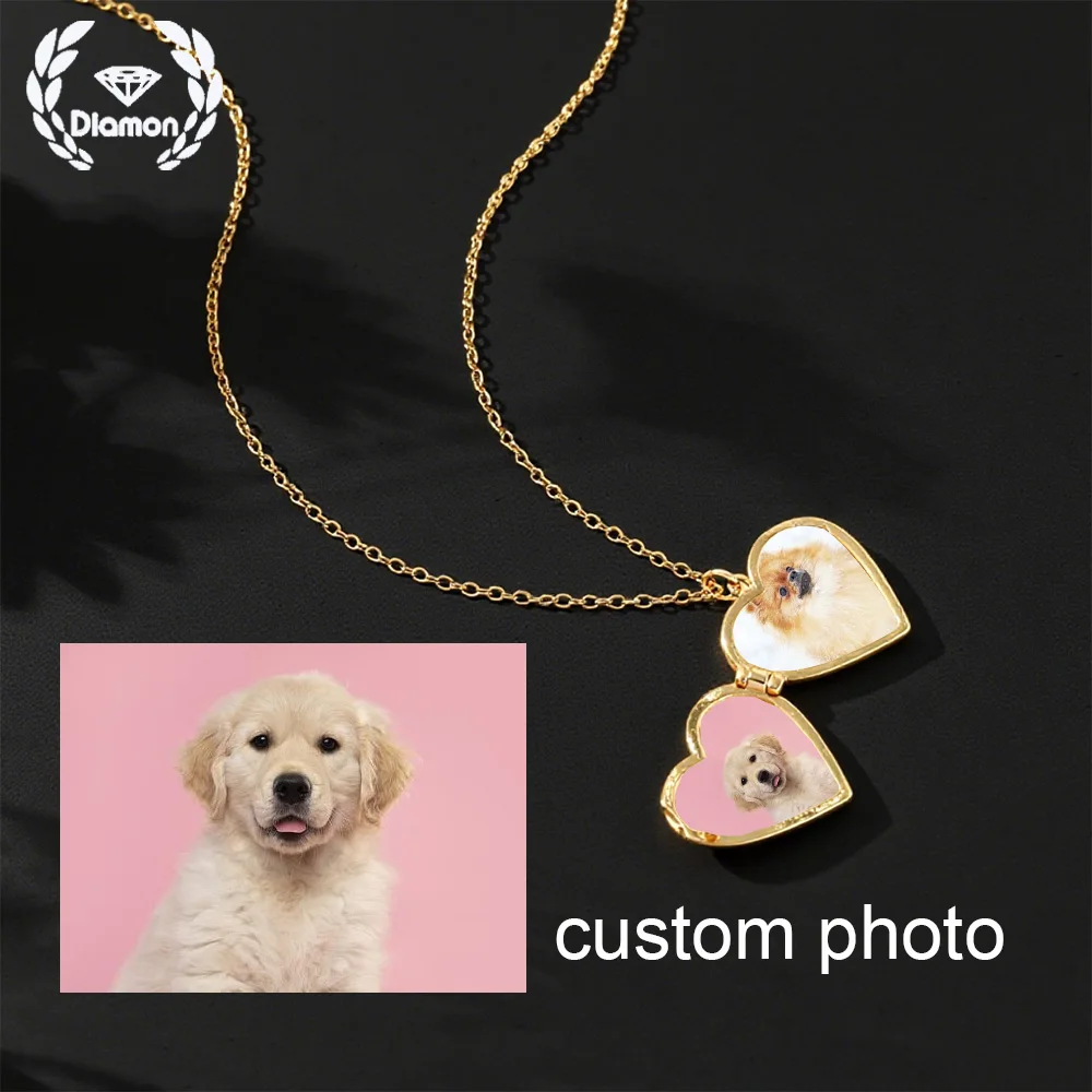 

Диамант ﻿ Подвески в форме сердца для домашних животных, собак, кошек, фоторамка, женское мемориальное овальное ожерелье с цветочным принтом для женщин, ювелирные изделия, подарок