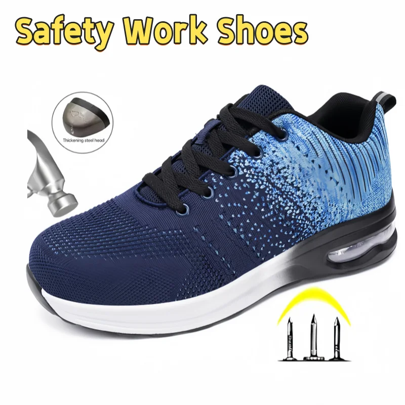 

Safety Shoes Men Women Work Safety Boots Steel Toe Shoe Puncture Proof Air Cushion Work Sneakers Light Fashion Work Shoes Unisex