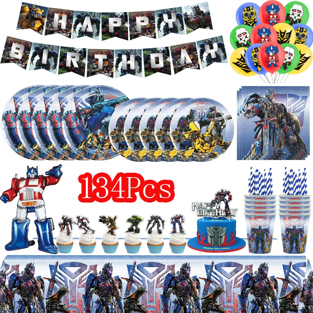 Decoraciones de Cumpleaños con Temática de Robots, Vajilla Desechable, Mantel, Platos, Vasos, Servilletas, Recuerdos para Baby Shower, Set de Artículos para Fiesta