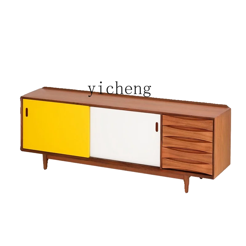 Tqh Light Luxury and Simplicity Living Room Floor Cabinet Side Cabinet Nordic Modern Solid Wood Retro Entrance Cabinet