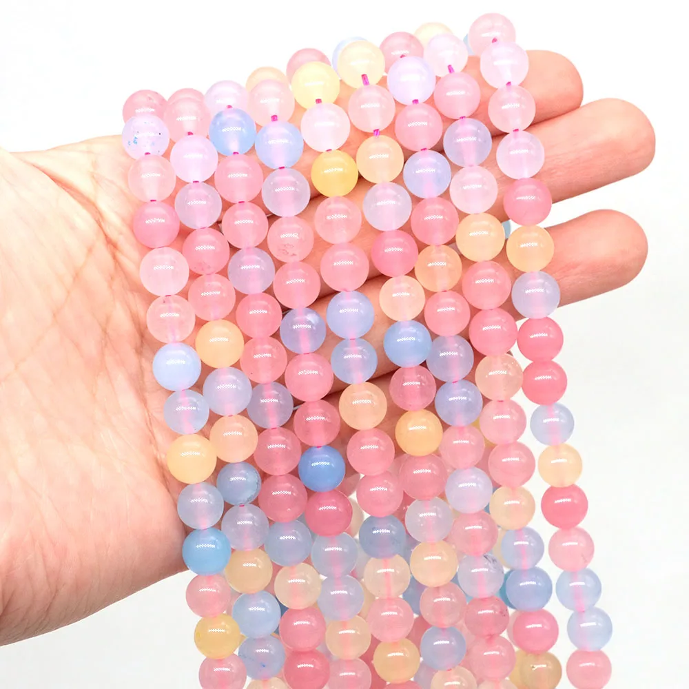 Natural Stone Beads 4/6/8/10mm Morganite Lava Amethyst Jade Round Charms Loose Beads for Jewelry Making DIY Bracelet Accessories