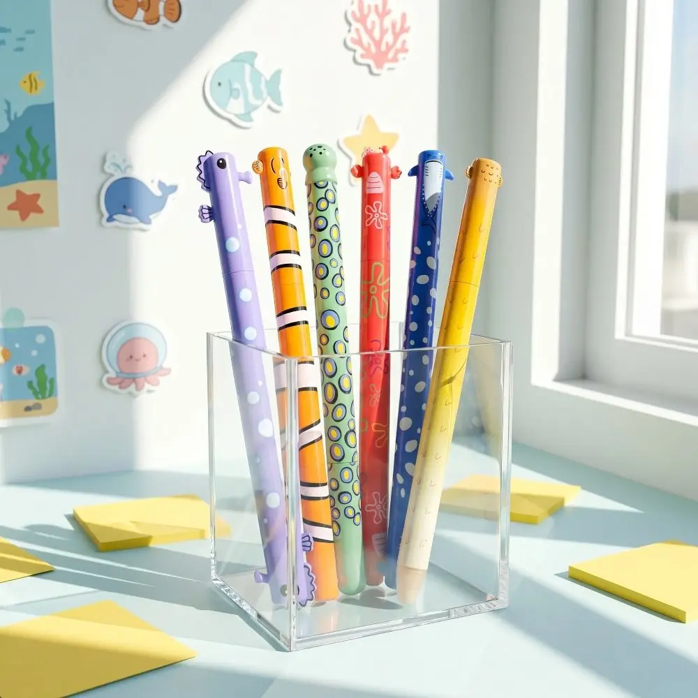 1pc Durable Ocean Animal Design Erasable Pen Quick-dry Smooth Writing Neutral Pens Rotating Using Gel Pen Students