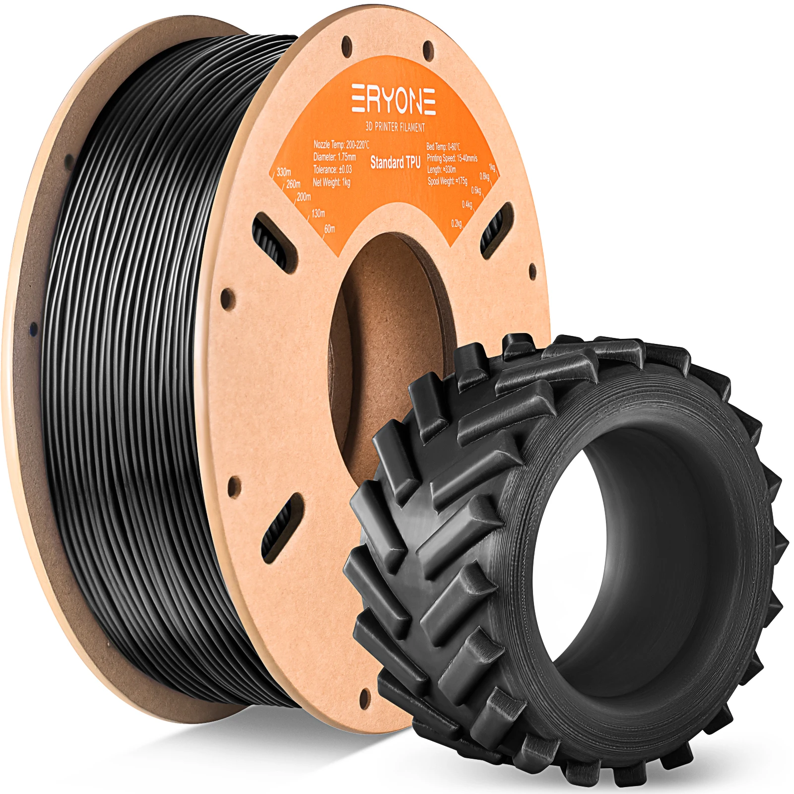 ERYONE-Bobine de filament TPU pour imprimante 3D, 1kg, 1.75mm, +,-0.03mm, 95A, 1kg (2.2 lb)