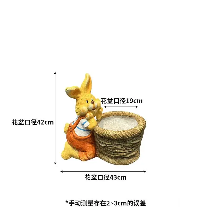 Cute rabbit flower pot garden courtyard cartoon animal sculpture potted plant ornament landscaping decoration