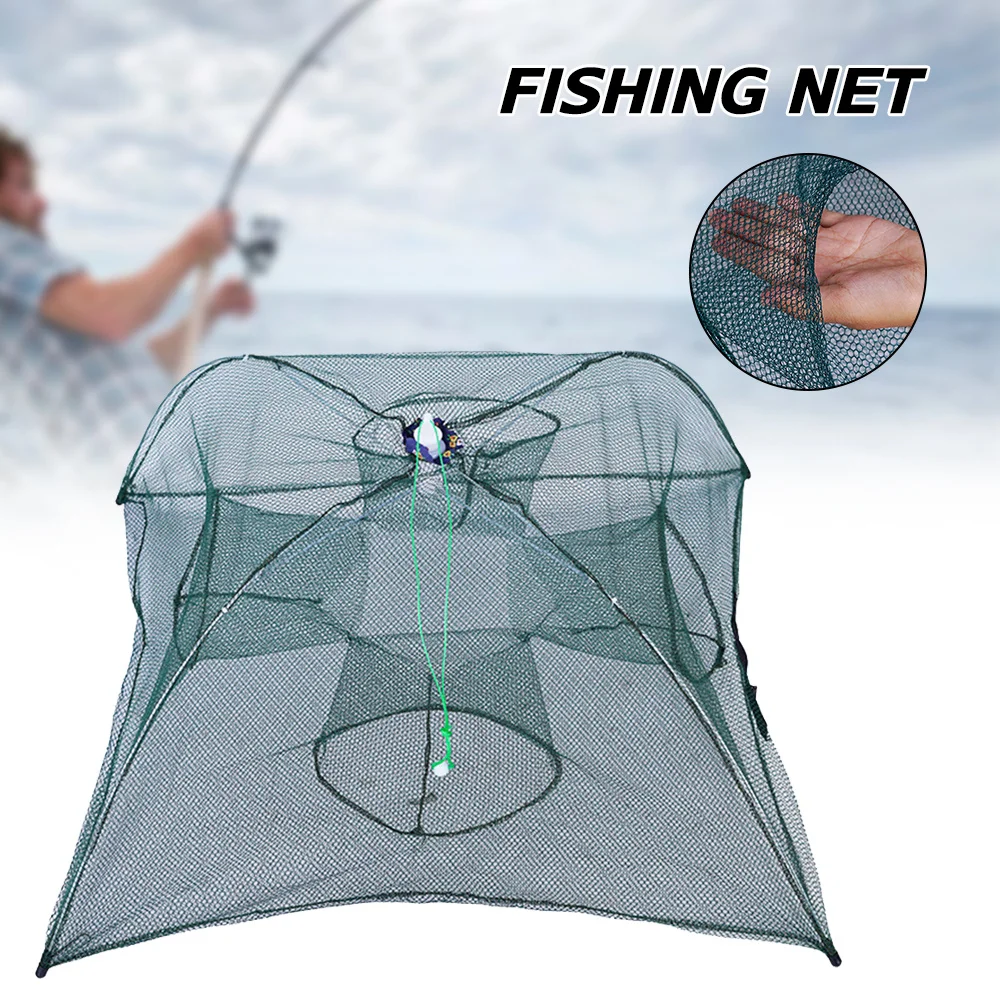 

Portable Fishing Net Multi Holes Fishing Trap Cage For Carp Crucian Crab Shrimp Durable Nylon Fishing Mesh Fishing Gears