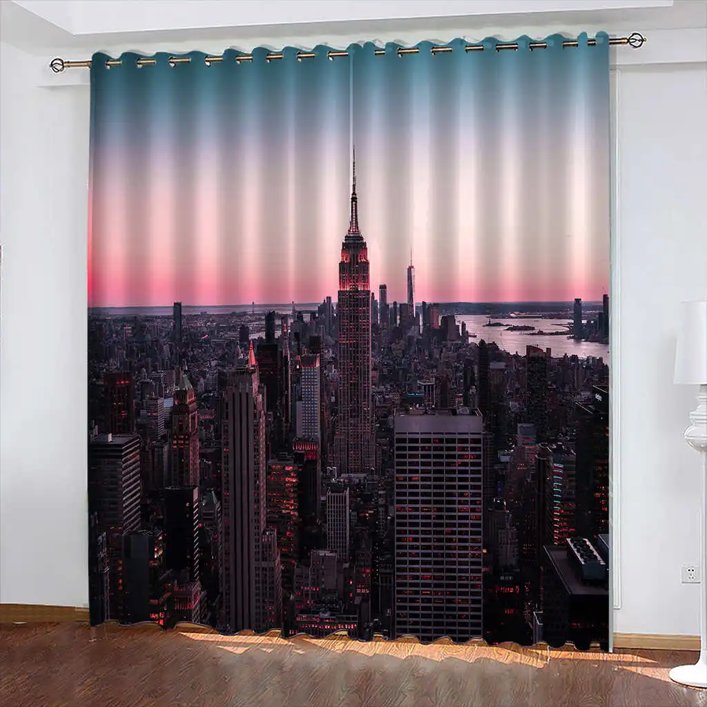 

Lighthouse Print Curtains Building Landscape Woven Blackout Curtains Biparting Open Curtains for Living Room Cortinas Dormitorio