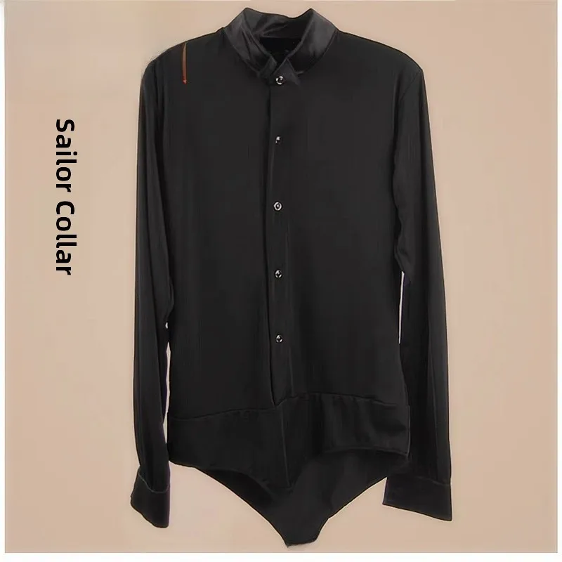 Adulte danse latine irt hommes danse moderne une pièce longue Sve arp col valse danse haut Fitn vêtements de sport