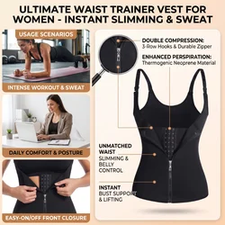 Comfortable Women Waist Trainer Adjustable Three Row Buckle Body Corset Sauna Vest Chloroprene Rubber Waist Cinching Shapewear