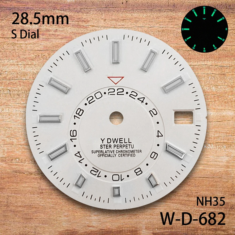 28.5mm S Logo New Sunburst Dial Fit NH35/NH36/4R/7S Japanese Movement Green Luminous High-Quality Watch Modification Accessories