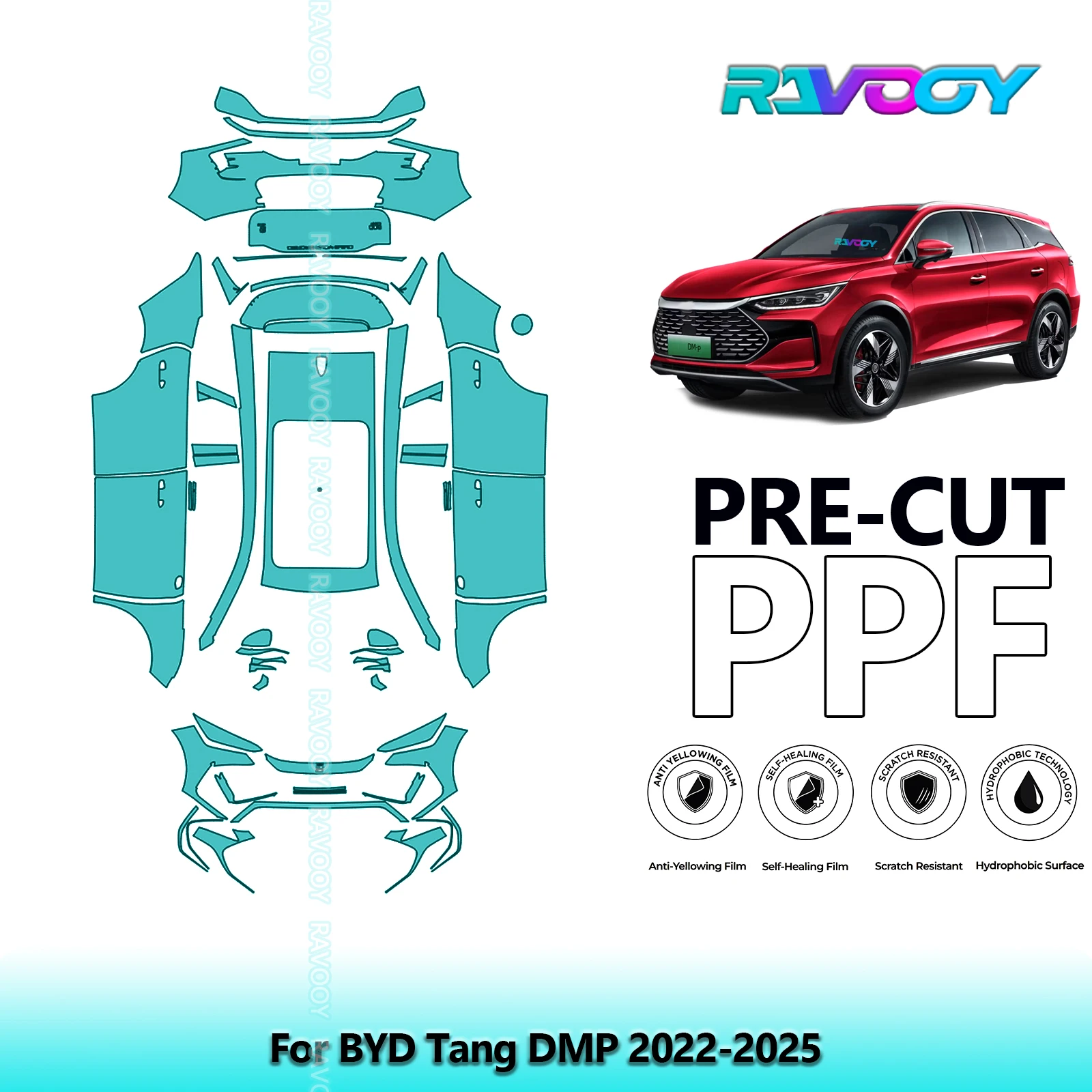 

8.5Mil Car Precut Paint Protection Film Full Vehicle Anti-scratch Exterior TPU PPF For BYD Tang DMP 2022-2025