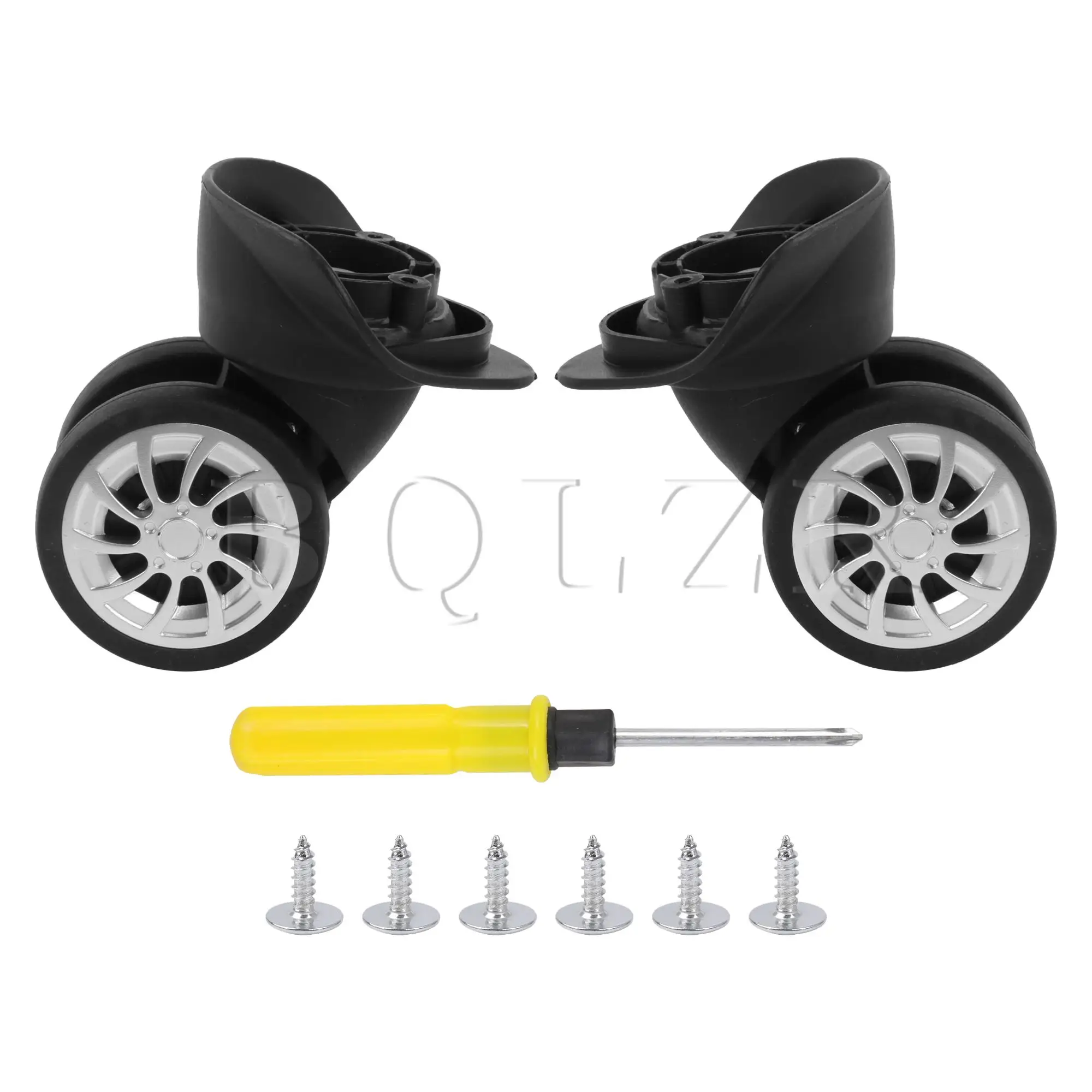 BQLZR 2 Pcs Travel Luggage Wheels Spare Parts W299/W306 3.66 Inch Left Right Black