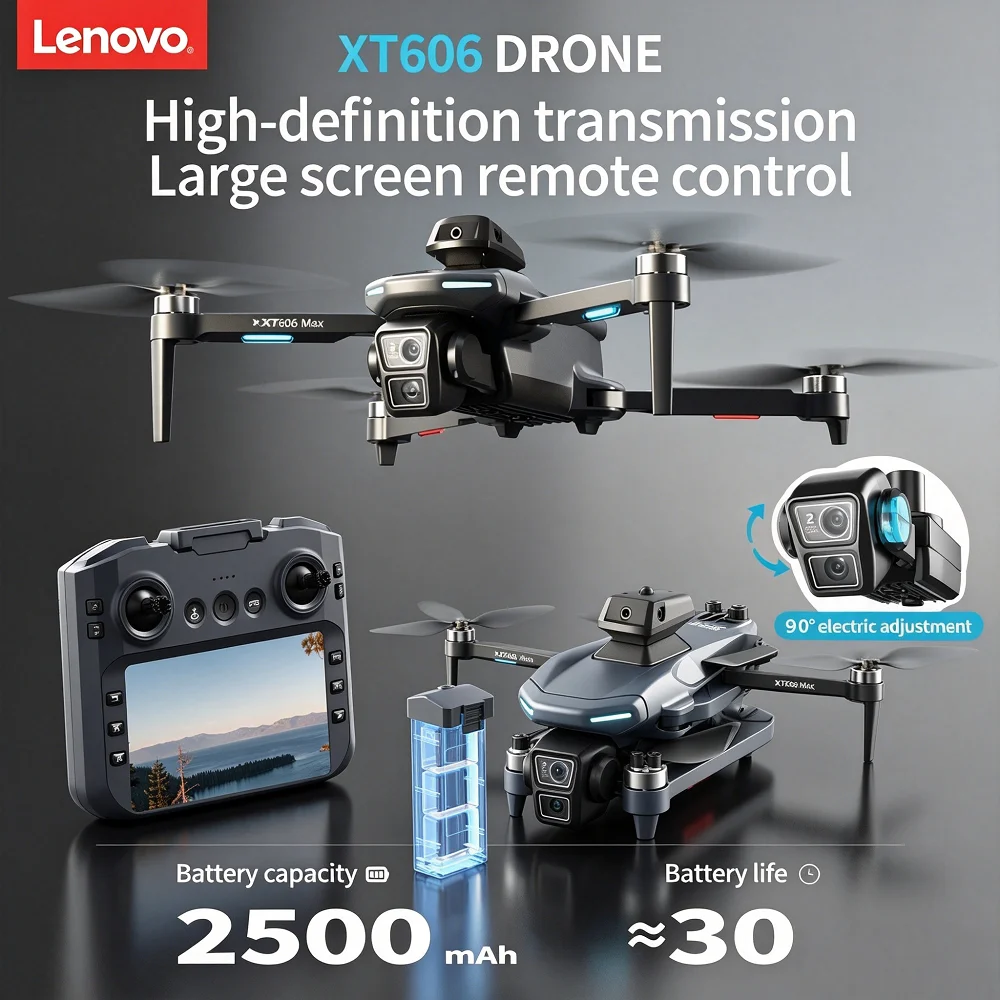 

Lenovo XT606 Foldable RC Quadcopter 8K Professional HD Camera GPS Optical Flow Positioning Brushless Motor Toy For Kid Gift Toy