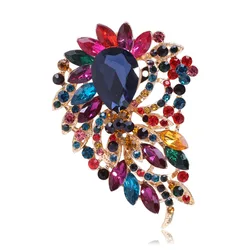 large exaggerated crystal glass brooch fashion colorful pins for women