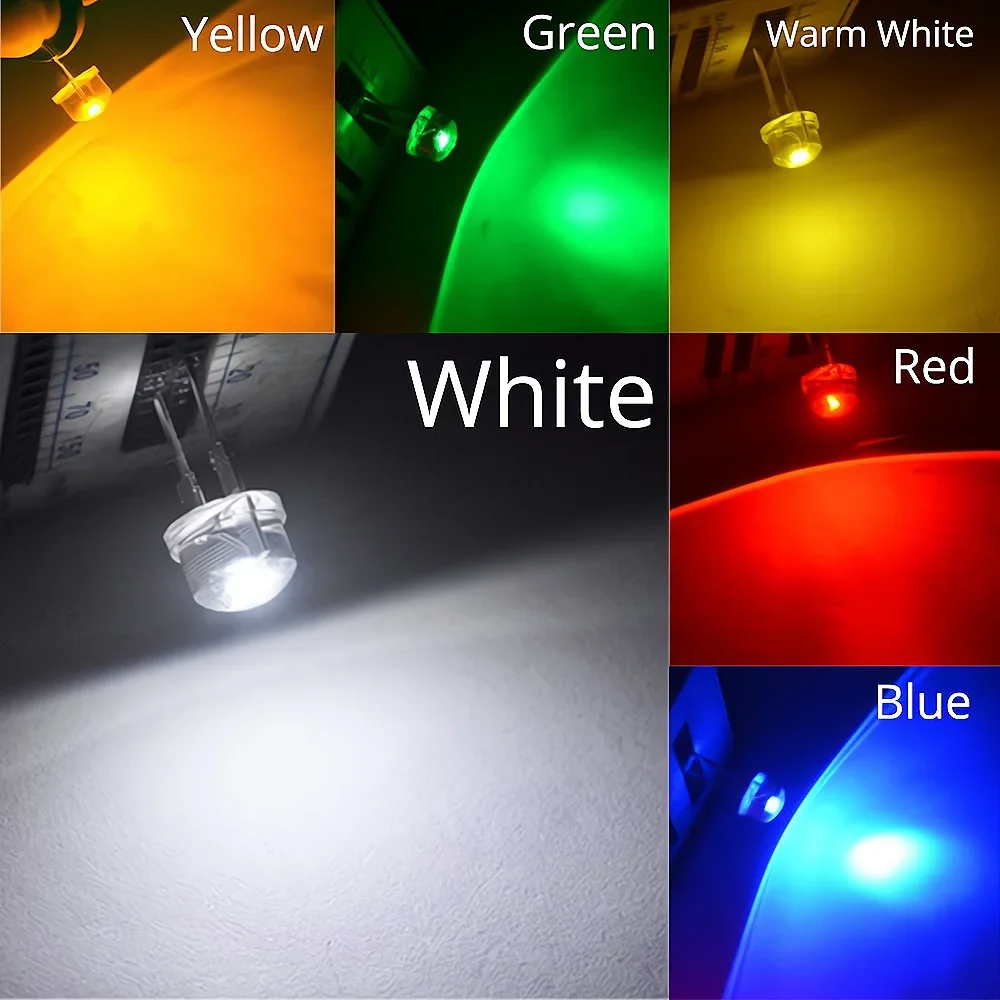 50Pcs 8mm Lamp Bead LED Super Bright Diode Led Power Bulb White Red Yellow Blue Green Emitting Light Decoration atmosphere Neon