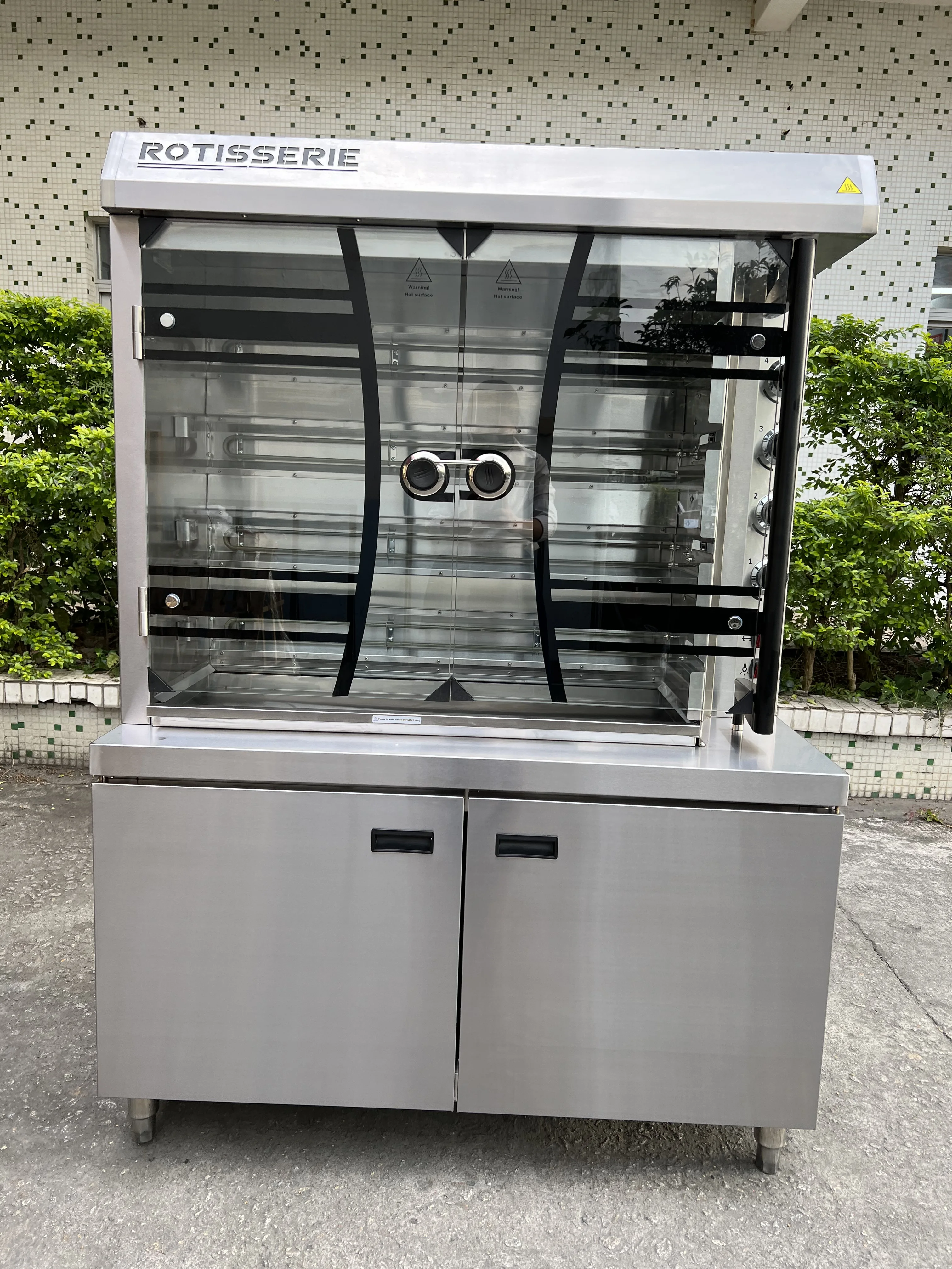 Commercial Chicken Roaster Electric Oven Automatic Grill Roasted Chicken Rotisseries Machine with Vertical Double Door 4 Rods