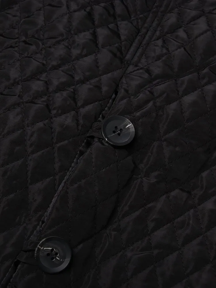 ECR Patchwork Button Temperament Coats For Women Lapel Long Sleeve High Waist Minimalist Loose Casual Parkas Female Fashion New