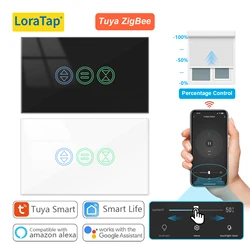 LoraTap Tuya Smart Life ZigBee US Roller Shutter Curtain Switch Percentage Timer Remote Control Google Assistant Alexa