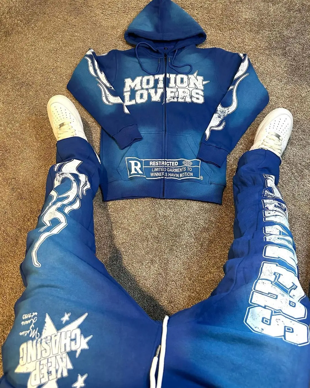 MOT10NLOVERS Hip-hop męska odzież sportowa na co dzień, dwuczęściowy zestaw odzieży ulica Harajuku Super Dalian z kapturem, męska Y2k