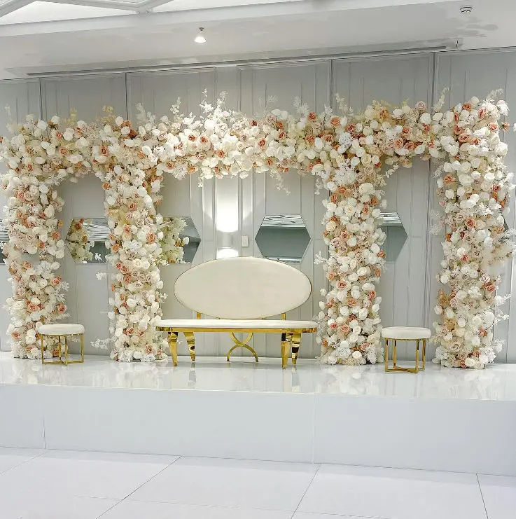 Event Furniture Sofa Love Seat Modern Wedding White Fabric Steel Frame Velvet