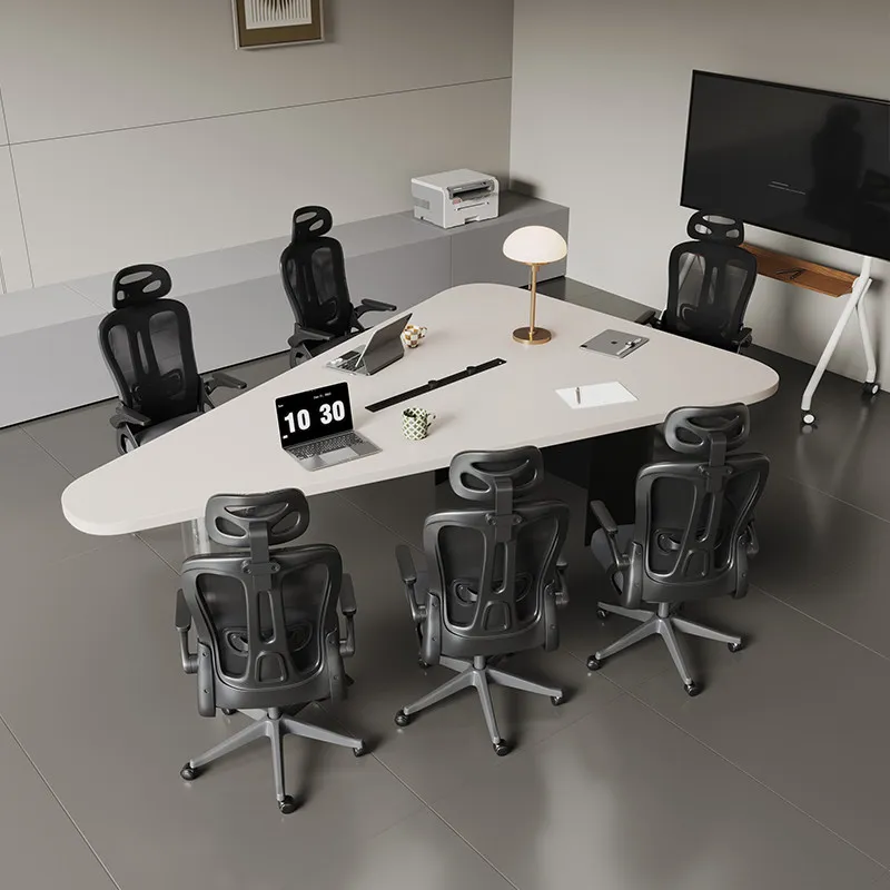 LMM modern simple solid wood special-shaped 10-person conference table office reception negotiation table