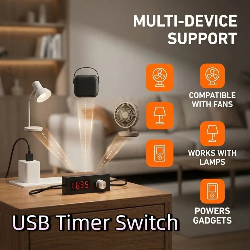 Digital Display Fish Tank USB Timer Switch Adjustable Timer Efficient Timer Switch Cable Portable Power Supply Device LED Strips