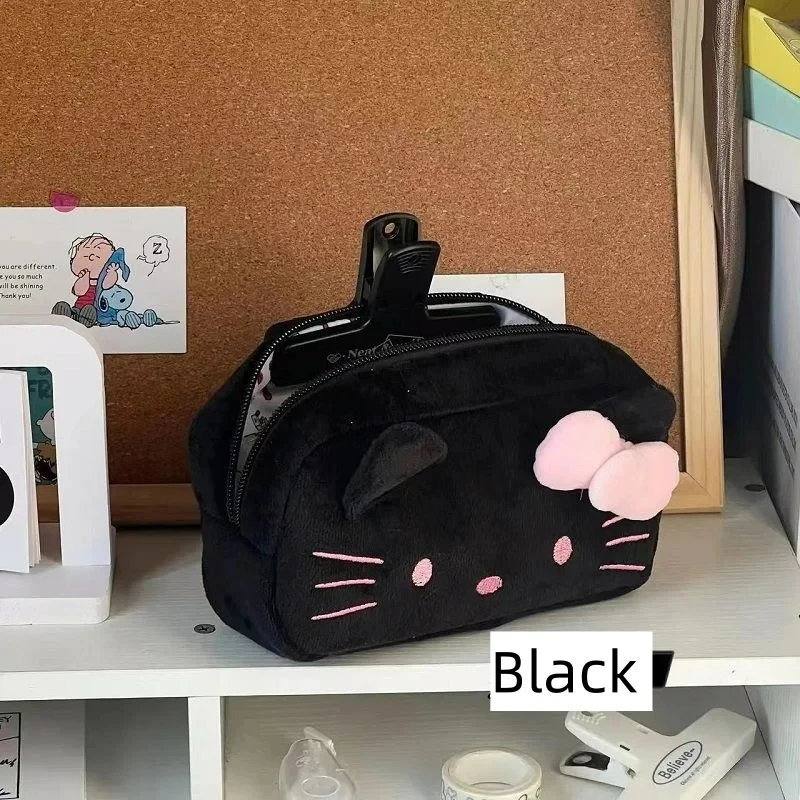 Hellokykitty Sanrio borsa per penne in peluche Anime Figure Girl Pencil Case Cartoon borsa per cancelleria per studenti di grande capacità