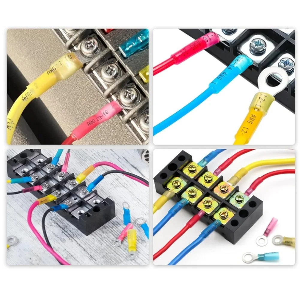 250 Heat Shrink Ring Terminal Kit for 22 10 AWG Wire Waterproof Connectors for Automotive Marine Electrical Applications