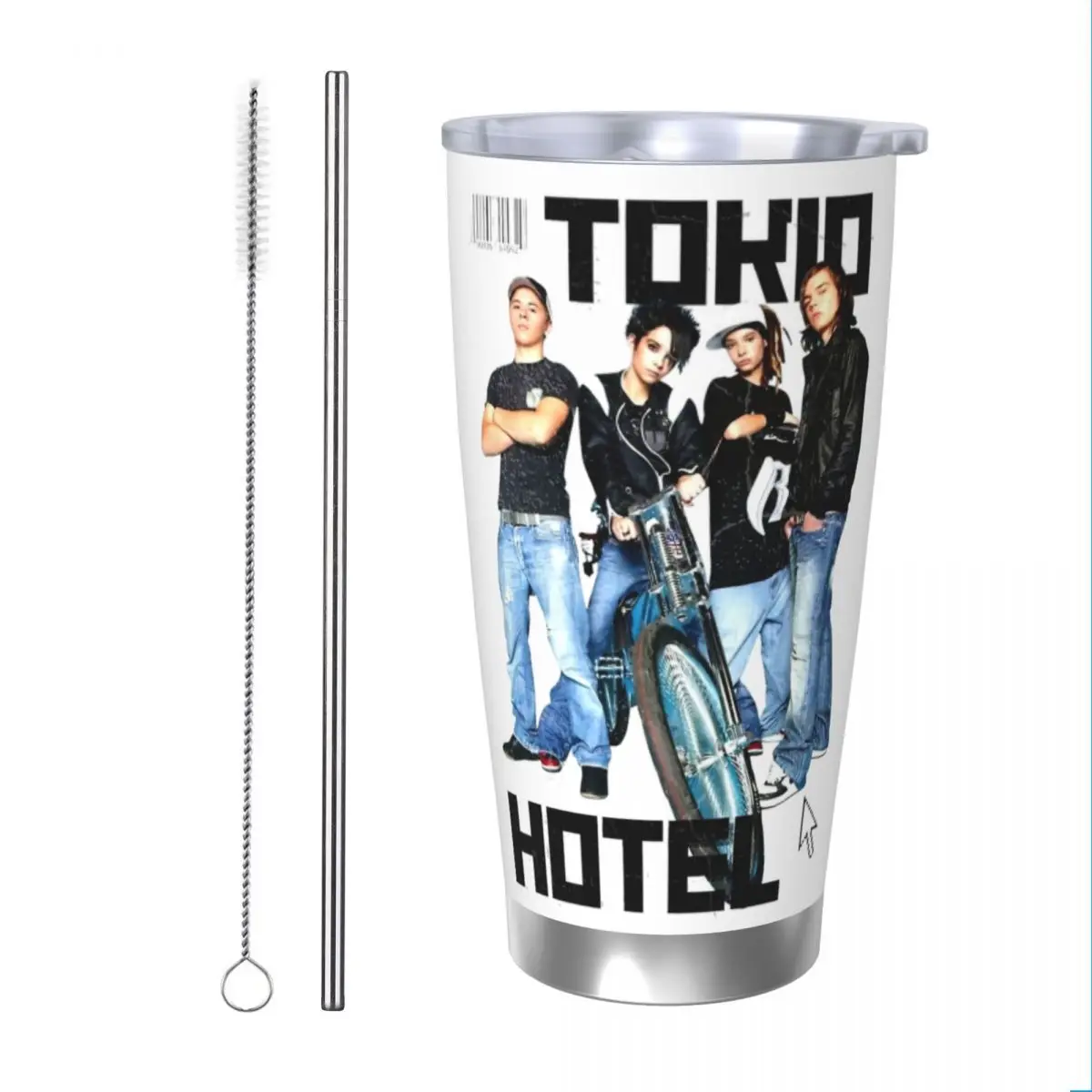 Tokio Hotel Team Tumbler Vacuum Insulated Rock Roll Band Thermal Cup with Lid Straw Outdoor Mug Spill Proof, 20oz