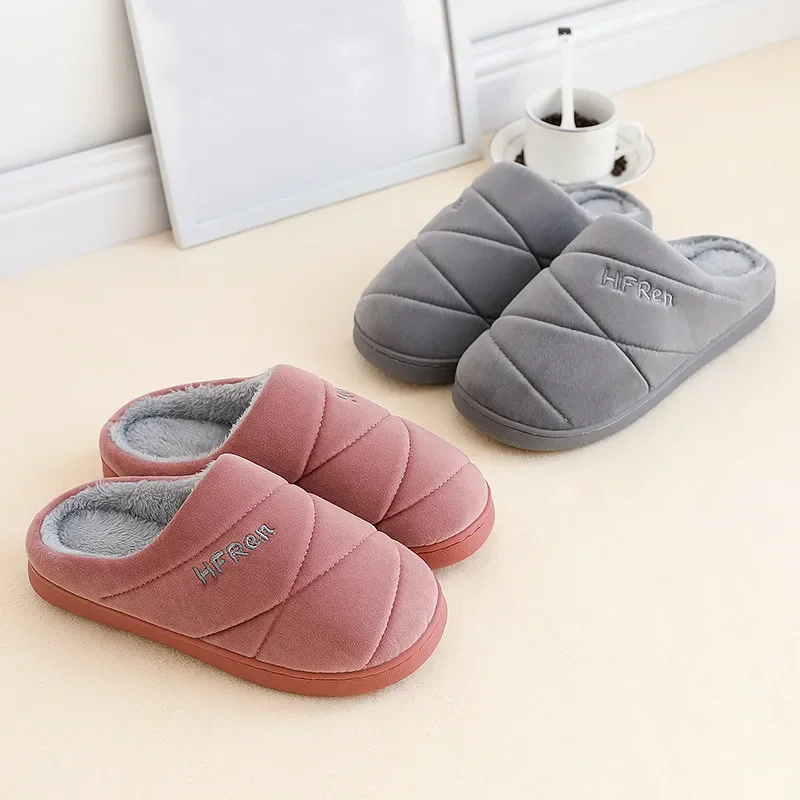 Big Size Women Men Home Slippers New Winter Warm Furry Soft Plush Slipper Non Slip Couples Bedroom Slides Indoor Casual Shoes