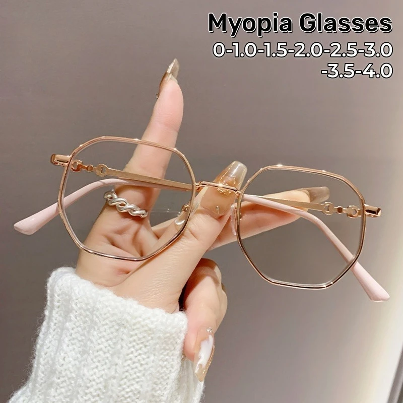 

Anti-blue Light Metal Full-frame Myopia Glasses for Women and Men High Definition Exquisite Comfortable Eyeglasses 0 To -4.0